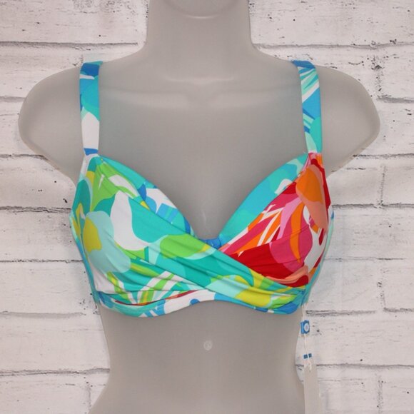 Bleu by Rod Beattie Women's Twist-Front Bikini Top Multi 34D NWT - Picture 2 of 6